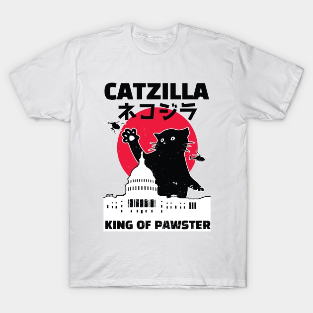 Catzilla - King Of Pawster T-Shirt by JFDesign123